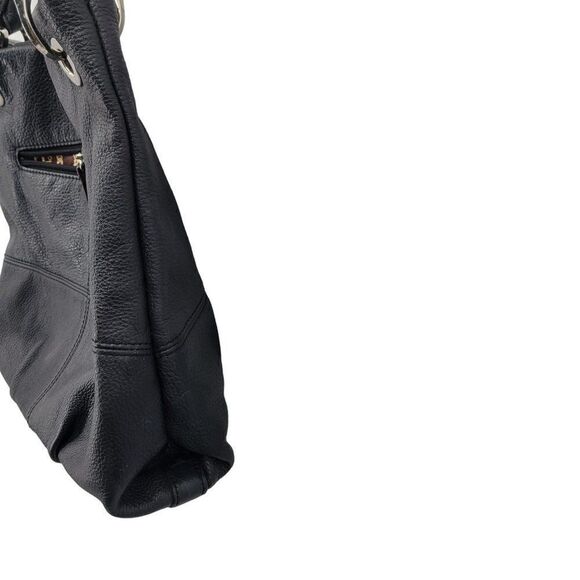 Tignanello Black Pebble Leather Double Shoulder Bag Handbag Purse Rectangle - Picture 6 of 11